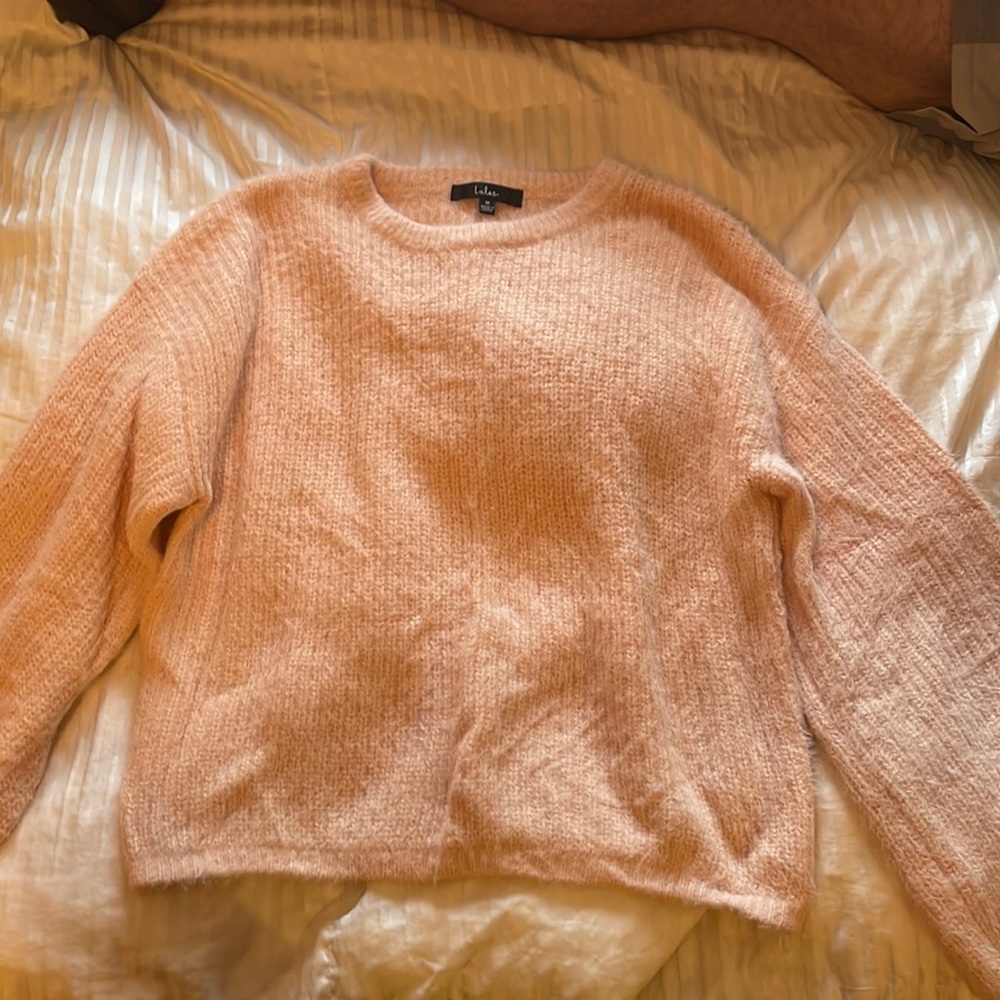Eyelash balloon sleeve sweater